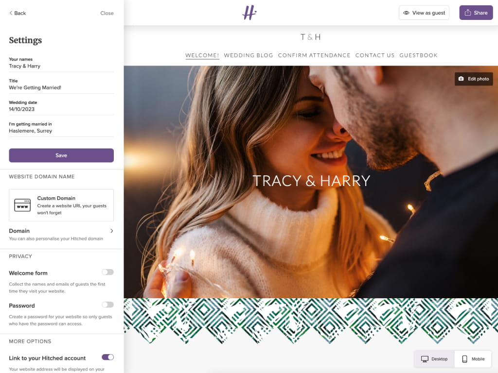 Wedding Website hitched