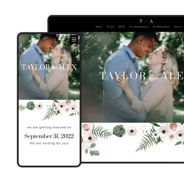 an example wedding website showcasing one of the design templates