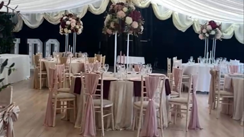 Marquee set up for wedding breakfast 