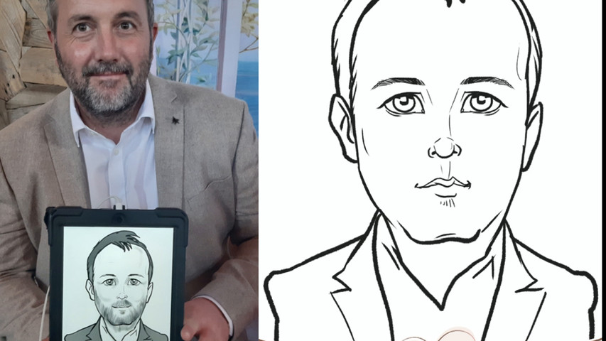 Digital wedding caricatures in Black & White UK