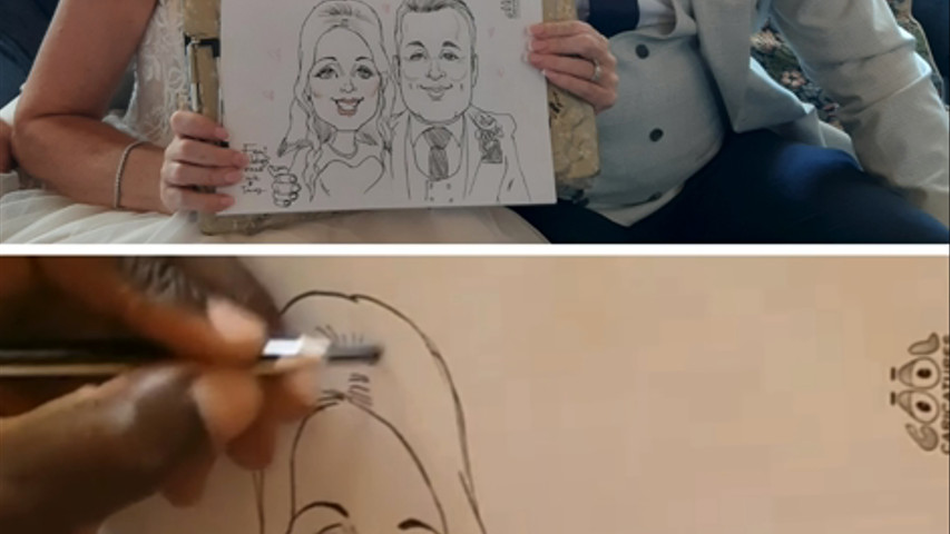 Live Caricature Drawing of Wedding Couple 