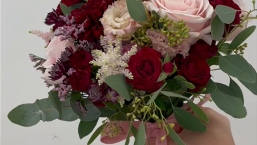 Burgundy and Blush bridal bouquet