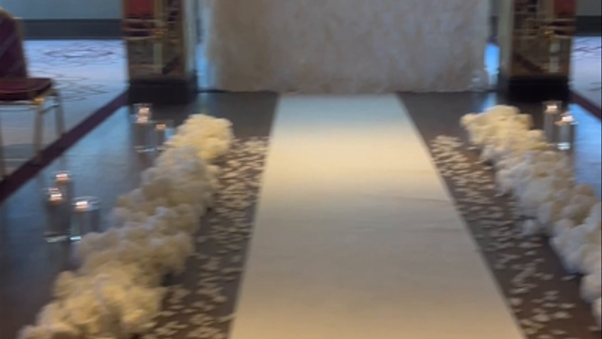 Feather wall set up at Boclair House 
