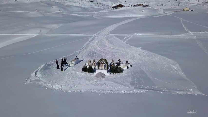 Ariel drone shot of the wedding venue.