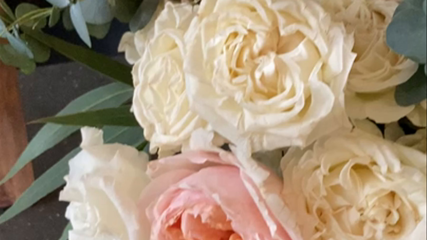 Bouquet of garden roses  & eucalyptus 