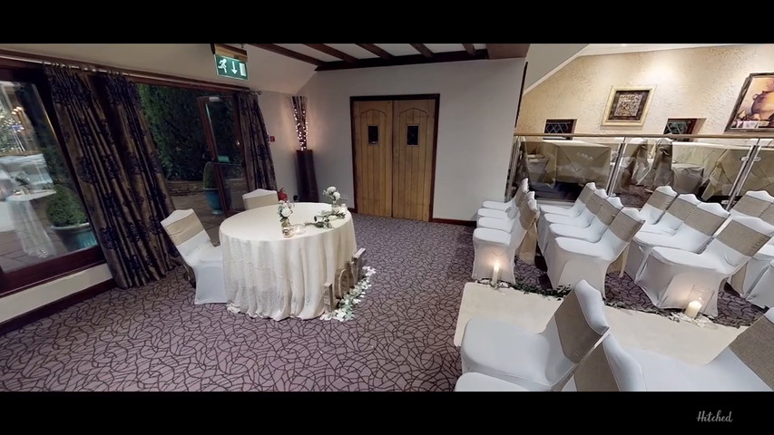 Virtual tour of a Civil Ceremony/Partnership, chairs now replaced with modern wooden chairs