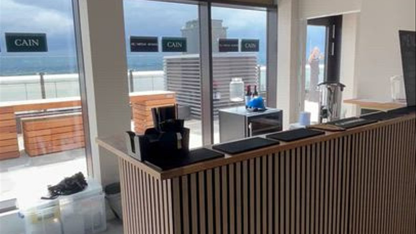 Wooden bar setup