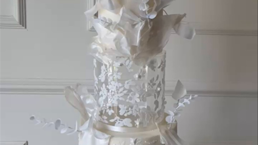 White Couture wedding cake 