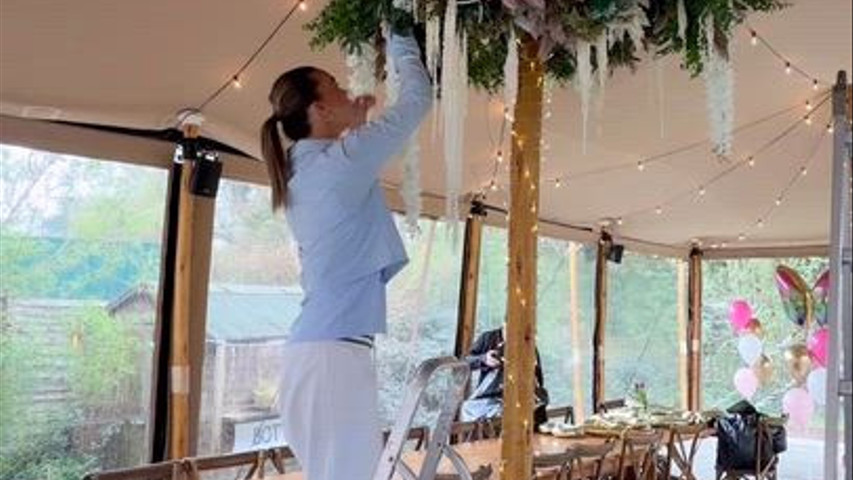 Floral Chandelier installation 