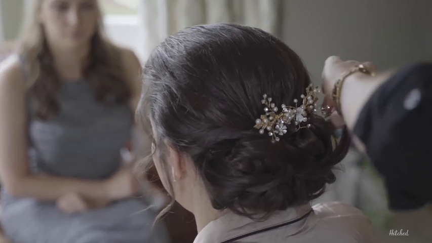 Emily's wedding morning hair and makeup preparation