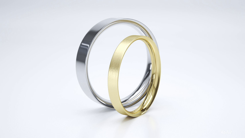 Flat Court Profile Wedding Ring