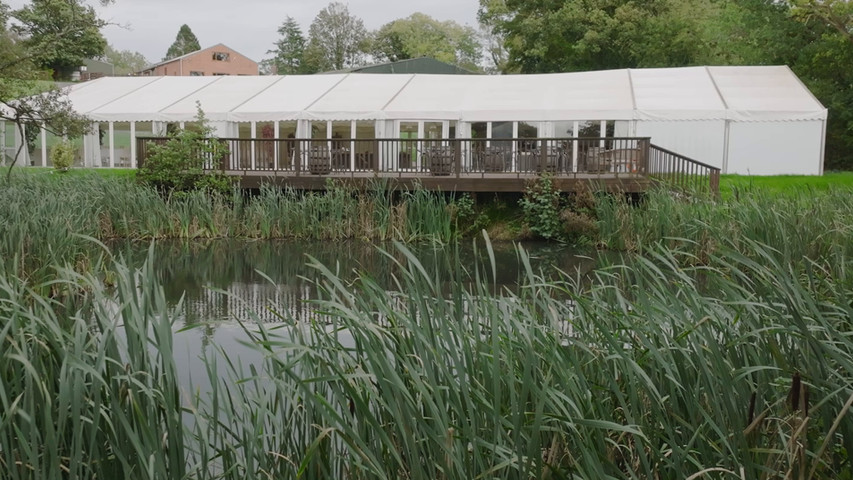 The lake with decked waters edge