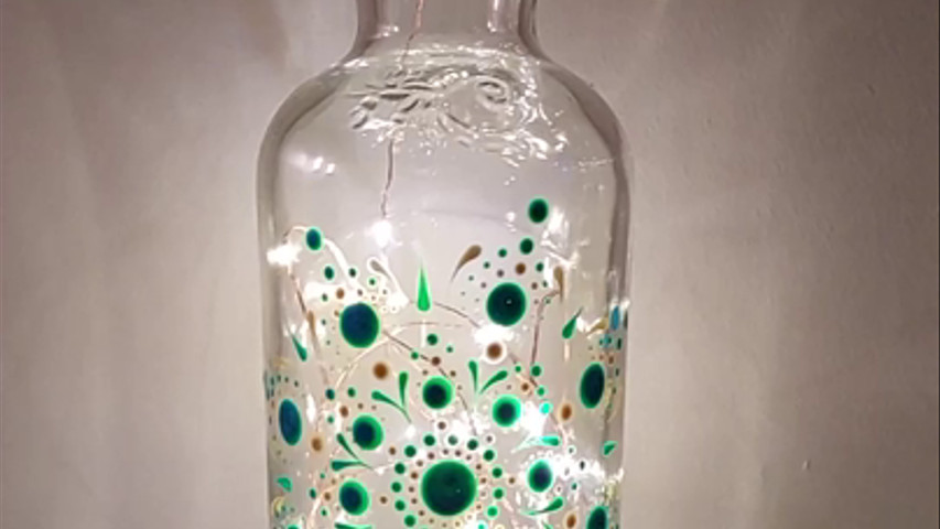 Hand Painted Bottle with Fairy Lights