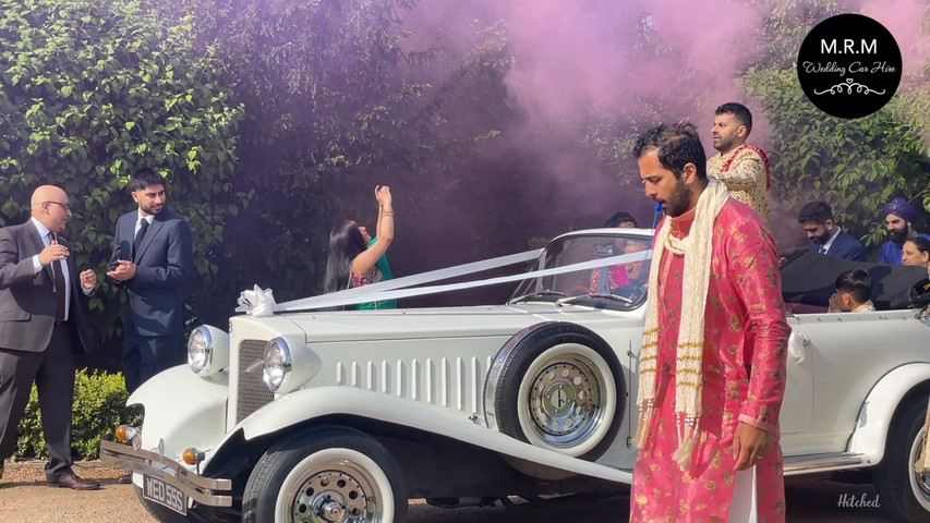 Classic wedding car at wedding ceremony Leicester