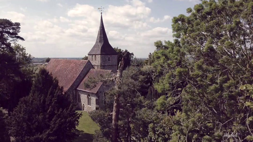 Drone video of a church wedding 2023