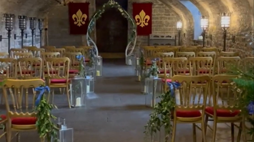 Ceremony Decor for The Undercroft at Cardiff Castle