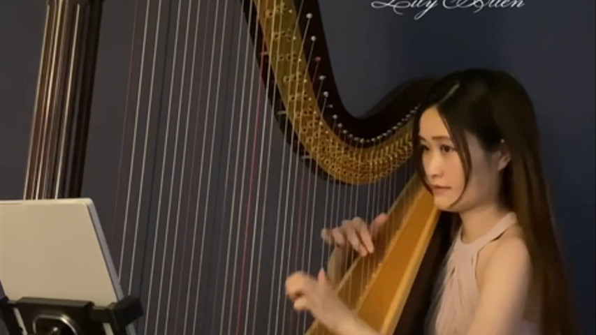 Somewhere only we know by lily allen harp cover 