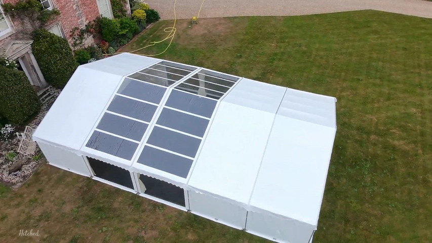 9m x 15m Framed Marquee with clear roof panels 
