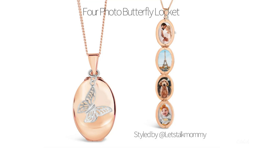 Lily Blanche Four Photo Oval Butterfly Locket 