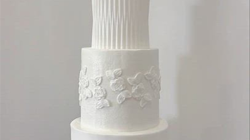 All white wedding cake.