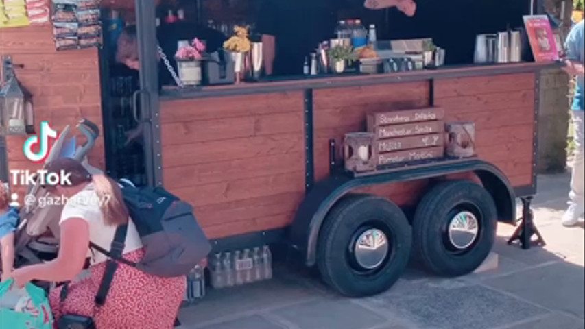 Horse box bar all set and ready to serve a diverse range of drinks 