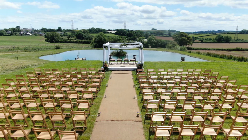 Colourful Hindu wedding ceremony set-up by The Lake at ANRÁN