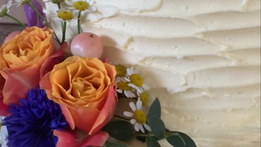 Rustic Buttercream & Bright Fresh Flowers