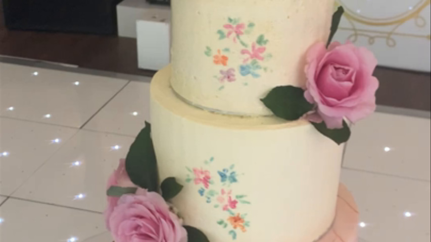 Buttercream & Fondant Wedding Cake at Larmer Tree Gardens