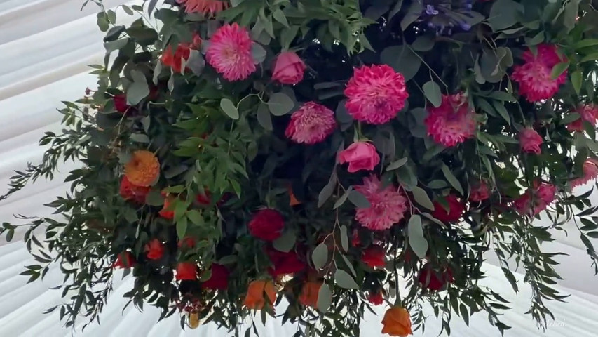 Summer Hanging installation at marquee wedding