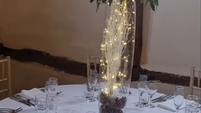 Tall winter wedding table centre 