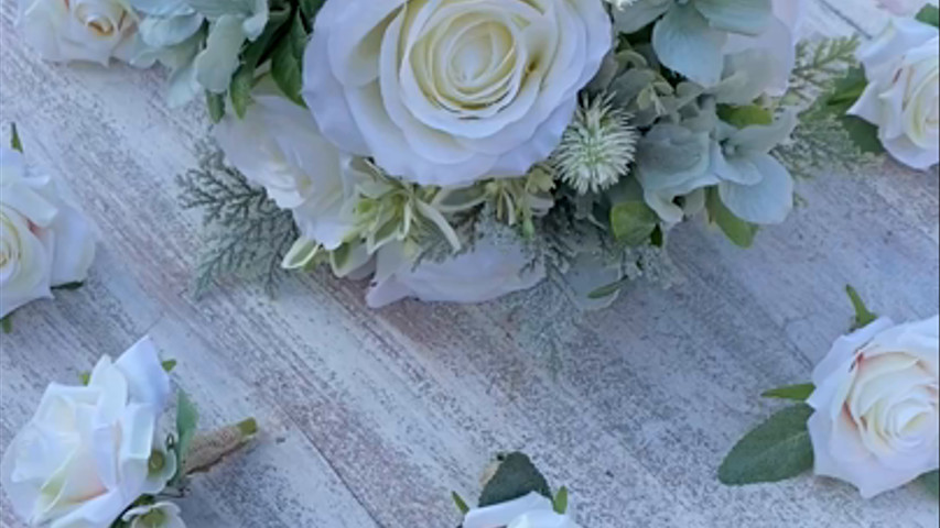 Bridal bouquet in real life silk flowers. 