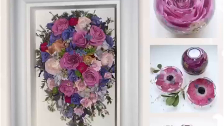 Framed Bridal Bouquet with exclusive Resin Keepsakes