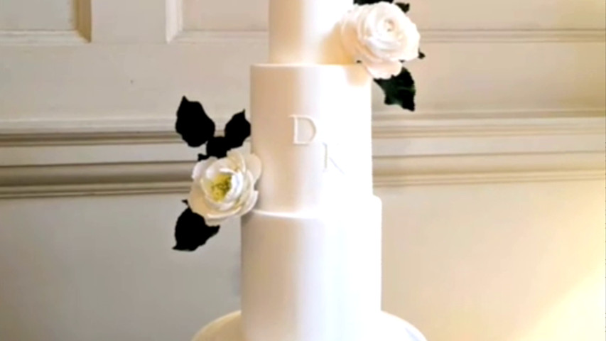 Minimalist white with peonies and initials 