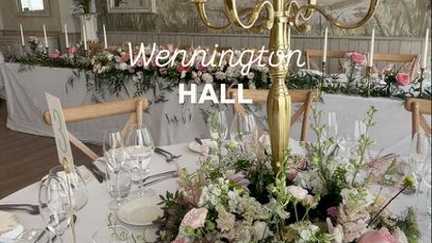 Wedding reception flowers at Wennington Hall