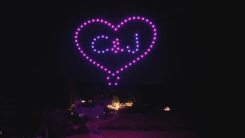 A Personalised Wedding Drone Show | C&J's Special Night