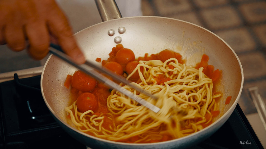 Italian spaghetti making by chef stefano 