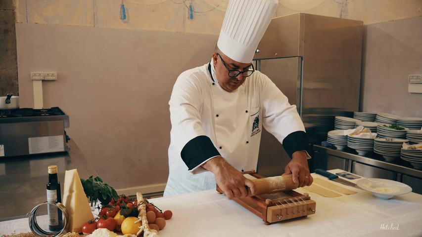 Fresh italian pasta making by chef stefano