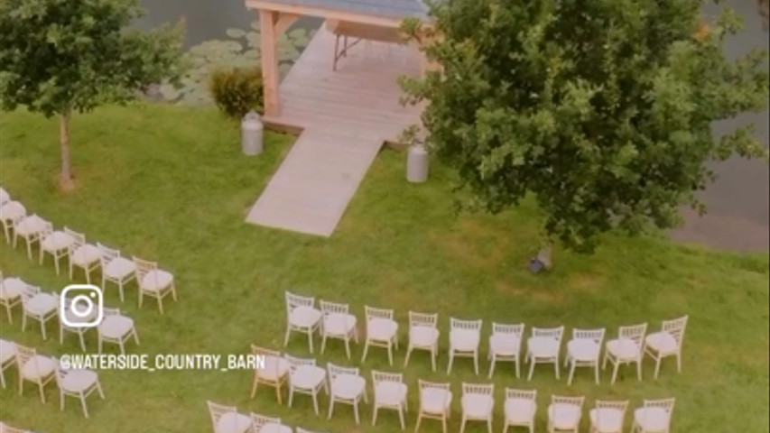 Drone shots of lakeside wedding