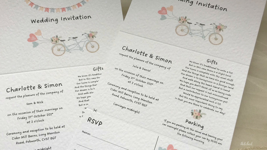 Tandem Bike Wedding Stationery