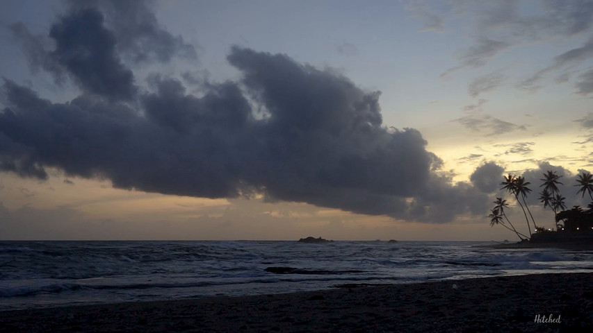 Beach and waves at night Sri Lanka 