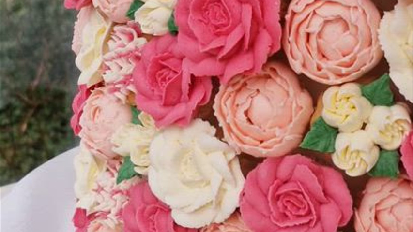 2 tiered mini-cupcake cake
