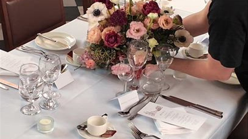 Wedding breakfast flowers - Christs College Cambridge 
