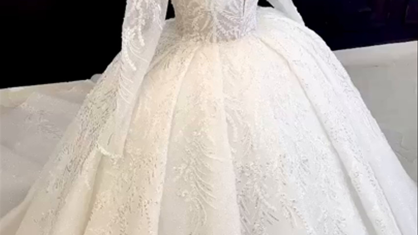 Luxury long sleeve bridal gown 